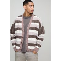 Oversize Strick-Cardigan mit Streifen - Braun - L, Braun Oversize Strick-Cardigan mit Streifen - Braun - L, Braun von boohooman