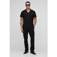 Kurzärmliges Pique-Hemd & schmale Hose - Schwarz - S, Schwarz Kurzärmliges Pique-Hemd & schmale Hose - Schwarz - S, Schwarz von boohooman