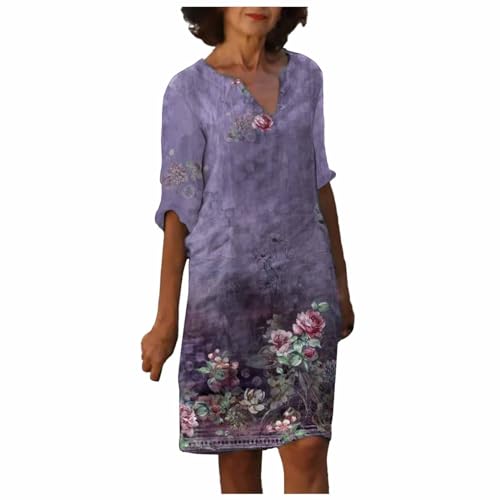 boseucn Leinenkleid Damen Sommer Knielang Leinenkleider A-Linie Leinen Kleid Vintage Feder Drucken Freizeitkleid V-Ausschnitt 3/4 Ärmel Sommerkleid Mutter Blusenkleid Italienische Strandkleider boseucn Leinenkleid Damen Sommer Knielang Leinenkleider A-Linie Leinen Kleid Vintage Feder Drucken Freizeitkleid V-Ausschnitt 3/4 Ärmel Sommerkleid Mutter Blusenkleid Italienische Strandkleider von boseucn