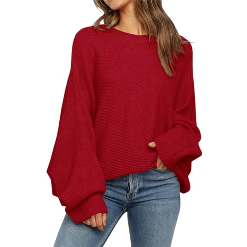 boseucn Pullover Damen Winter, Pullover Damen Elegant Rollkragenpullover Langarm Strickpullover Lässiges Stricken Pulli Winter Sweatshirt Oberteile Damen Fledermaus Rollkragen Oversized Pullover von boseucn