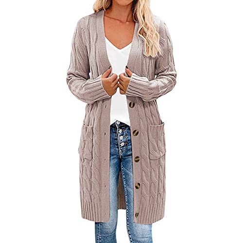 boseucn Strickjacke Damen Warm, Cardigan Lang Winter Grobstrickjacke Strickmantel mit Kapuze Strickcardigan Offener Strickjacken-Longstrickjacke Große Wintermäntel ÜBergangsjacke Größen Cardigan von boseucn