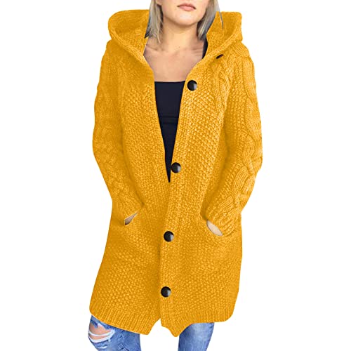 boseucn Strickjacke Damen Warm, Strickjacke Damen Zopfmuster Oversized Grobstrick Winter Cardigan mit Knöpfe V-Ausschnitt Strickmantel Strickjacke Damen Grobstrick Winter Zopfmuster Oversized von boseucn