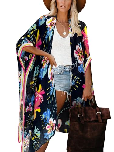 breezy lane Damen Kimono Bikini Cover Up Strickjacke Sommer Blumenmuster Strandkleid Lässige Badebekleidung Cardigan für den Urlaub breezy lane Damen Kimono Bikini Cover Up Strickjacke Sommer Blumenmuster Strandkleid Lässige Badebekleidung Cardigan für den Urlaub von breezy lane