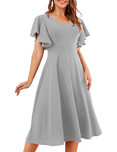 bridesmay Midi Cocktailkleider für Damen Sexy V-Ausschnitt 50s Retro Petticoat Faltenrock Festlich Elegant Abendkleider Mit ärmel Ballkleid 2022 Sommer Kleider Grey L bridesmay Midi Cocktailkleider für Damen Sexy V-Ausschnitt 50s Retro Petticoat Faltenrock Festlich Elegant Abendkleider Mit ärmel Ballkleid 2022 Sommer Kleider Grey L von bridesmay