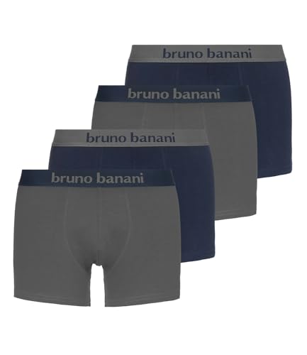 bruno banani Herren Boxershorts Unterhosen Flowing 4er Pack, Farbe:Mehrfarbig, Menge:4er Pack (2X 2er), Wäschegröße:L, Artikel:-4218 Mittelgrau/schattenblau von bruno banani