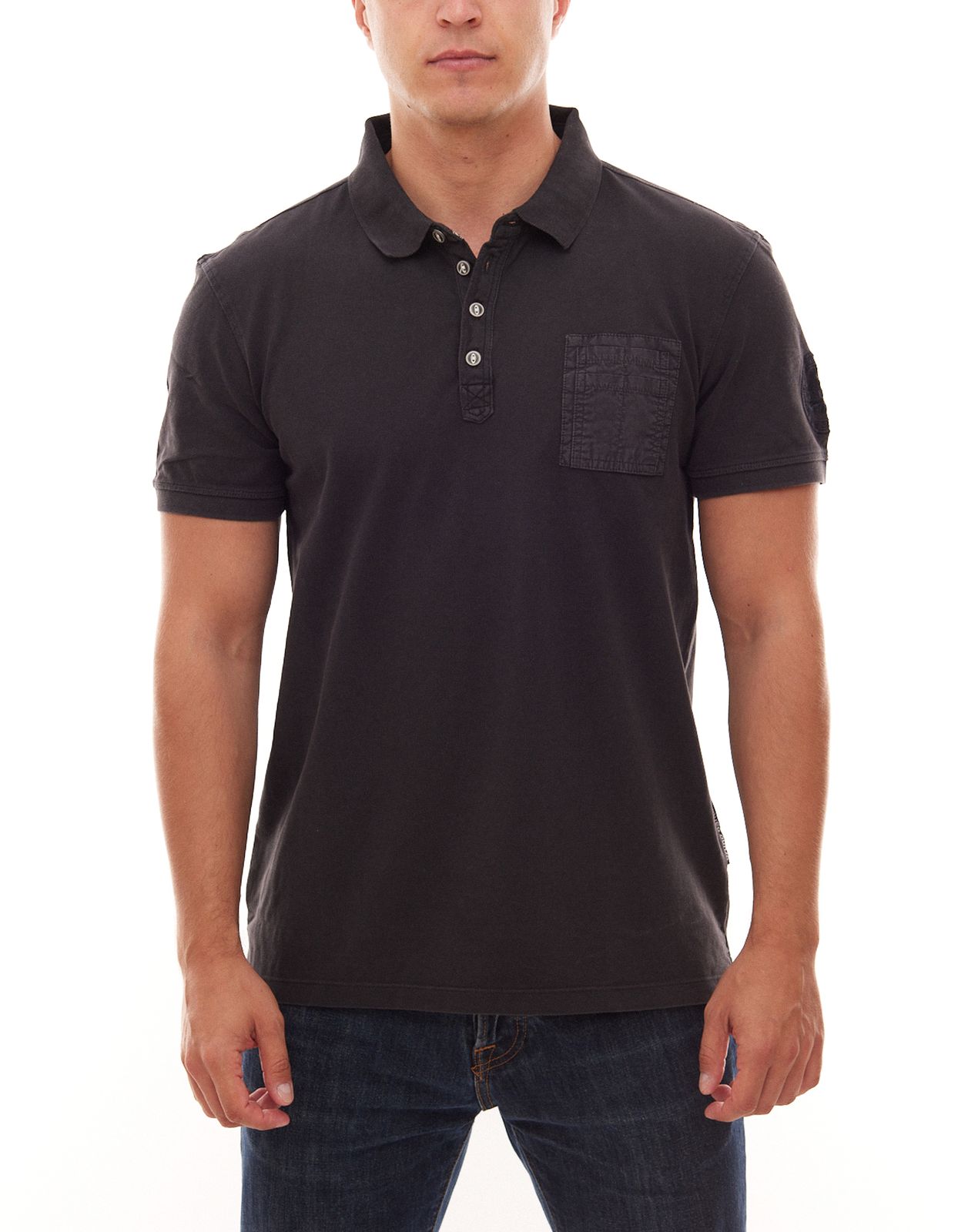 bruno banani Herren Polo-Shirt Freizeit-Hemd Modern Fit Schwarz von bruno banani