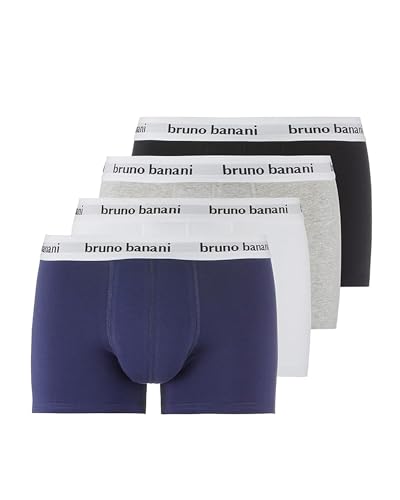 bruno banani Herren Shorts Snazzy- 4er Set - Boxershorts Herren Baumwolle mit Stoffgummibund - atmungsaktiv - ohne Eingriff - Memory Effekt schwarz//weiß//Marine//grau, L bruno banani Herren Shorts Snazzy- 4er Set - Boxershorts Herren Baumwolle mit Stoffgummibund - atmungsaktiv - ohne Eingriff - Memory Effekt schwarz//weiß//Marine//grau, L von bruno banani