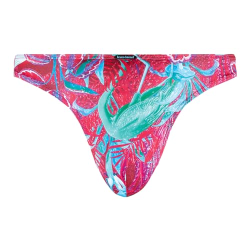 bruno banani Herren Unterwäsche Slip Tanga Funky Forest, Farbe:Mehrfarbig, Größe:L, Artikel:2203-2572-4670 pink/grün Print von bruno banani