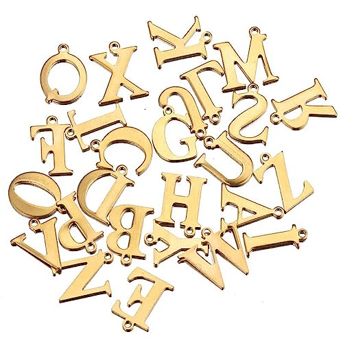 budiniao 100 Stück Typ Random Halskette Armband Fußkettchen Anhänger Schmuck Alphabet Buchstaben Anhänger Bastelzubehör, Gold von budiniao