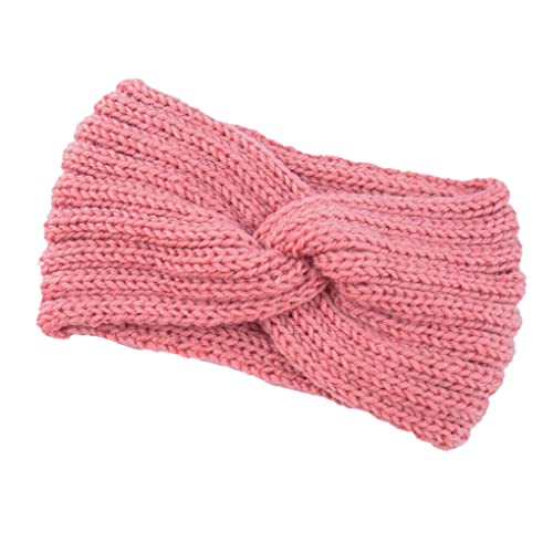 budiniao Gehäkeltes Stirnband, gestricktes Sport Stirnband, flexibles Schweißband, Kopfbedeckung, elastischer Ohrenschützer, Wickel Haarband für Yoga, Haut rosa von budiniao