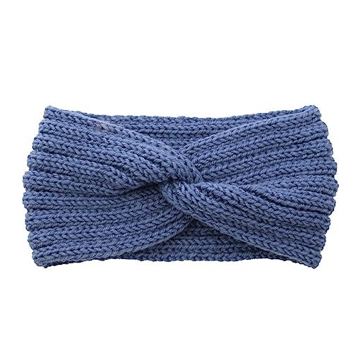 budiniao Gehäkeltes Stirnband, gestricktes Sport Stirnband, flexibles Schweißband, Kopfbedeckung, elastischer Ohrenschützer, Wickel Haarband für Yoga, Nebel blau von budiniao