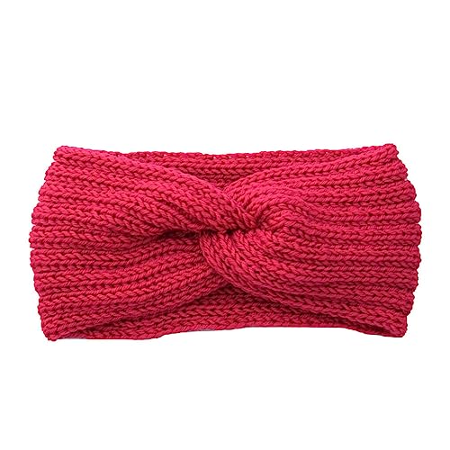 budiniao Gehäkeltes Stirnband, gestricktes Sport Stirnband, flexibles Schweißband, Kopfbedeckung, elastischer Ohrenschützer, Wickel Haarband für Yoga, Rosenrot von budiniao