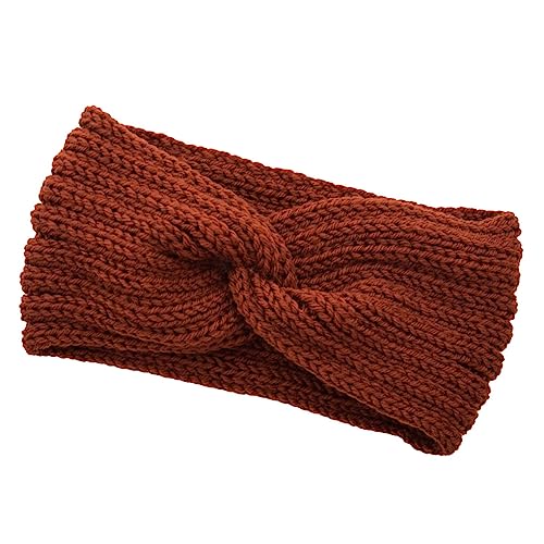 budiniao Gehäkeltes Stirnband, gestricktes Sport Stirnband, flexibles Schweißband, Kopfbedeckung, elastischer Ohrenschützer, Wickel Haarband für Yoga, Rostiger Kaffee von budiniao