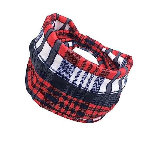 budiniao Stirnbänder Bohemian Blumen Sport Stretch Haarbänder Bandana mit breiter Krempe Zubehör Turban Übung Mädchen Joggen Yoga, rot weiß kariert von budiniao