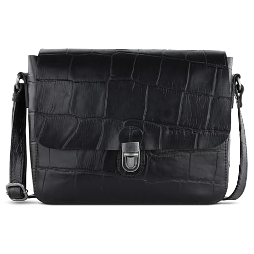 bugatti Nevio Schultertasche in Kroko-Optik aus echtem Leder, Umhängetasche in schwarz bugatti Nevio Schultertasche in Kroko-Optik aus echtem Leder, Umhängetasche in schwarz von bugatti