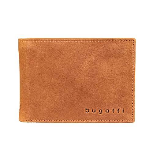 Bugatti Volo Geldbörse Herren Leder – Portemonnaie Herren Querformat Cognac – Geldbeutel Portmonee Wallet Brieftasche Männer Portmonaise von bugatti