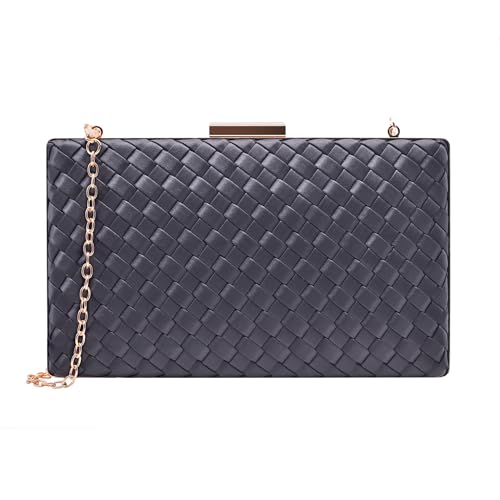 bwszrosa Leder im mahlen Damen-Clutch Abendtasche Fransen Elegante Kettentasche Tasche Hochzeit Wedding Prom Party Handtasche Crossbody Schultertasche (Schwarz) von bwszrosa