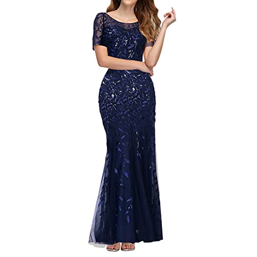 Abendkleid Damen Lang Abendkleid Damen 1920er Jahre Great Gatsby Kleid Damen Hochzeitskleid mit Pailletten Quaste Partykleid V-Ausschnitt Ärmellos Gatsby Abendkleid Festlich Ballkleid mit Quaste von callmo