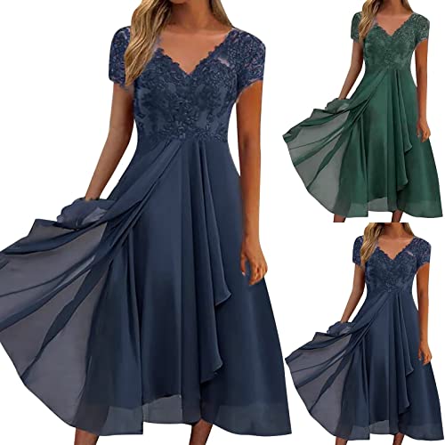 Abendkleider Elegant Für Hochzeit Damen Kleider Spitzenkleid Chiffon Kleid Cocktailkleid Ärmelloses Festliches Ballkleid Brautjungfernkleider Partykleid Elegant A-Line Kleider Brautkleid von callmo