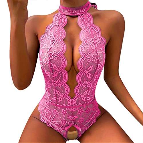 Body Damen Sexy Spitze Grosse Grössen Durchsichtige Reizwäsche Outfit Dessous Curvy Mollig Babydoll Unterwäsche Erotische SM Body Negligee mit Loch Sexy Sexunterwäsche Erotick Wäsche von callmo