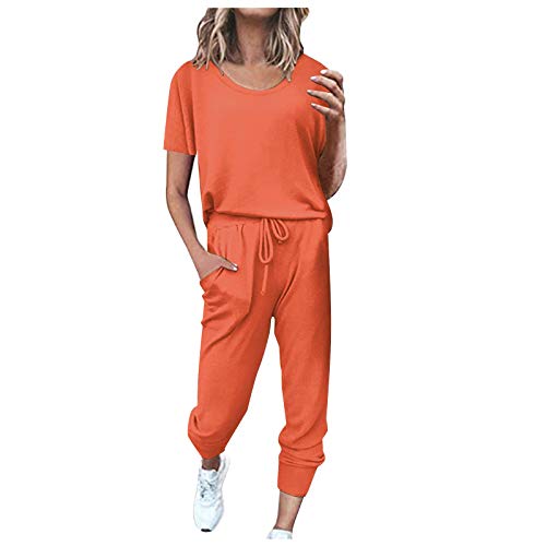 callmo Damen Anzug Set Damen Sommer 2-Teiliges Rundhals Ärmellos Top Solid Wide Leg Hosen Set Lose Casual Hausanzug Zweiteiler Hosenanzug von callmo