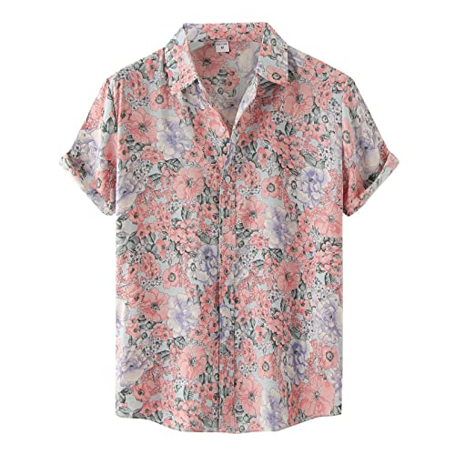 Hawaii Hemd Männer Hawaiihemd Männer Langarm Button Down Sommerhemd Hawaii-Print Strandhemdn Casual Klassisch Flamingo Hemd Freizeithemd 2023 Hemd Hawaiihemden Männer Knopf Sommerhemd Blumen Muster St von callmo