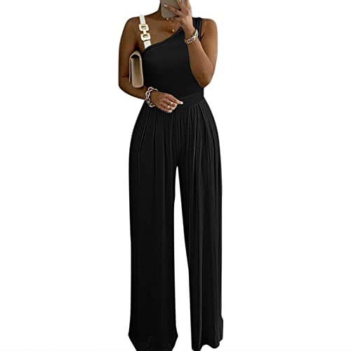 Jumpsuit Damen Sommer Lang Jumpsuit Damen Sommer Lang Locker Strand Overall Elegant Für Hochzeit Baumwolle Und Leinen Camisole Romper Mit Taschen Latzhose Weites Bein Seitliche Knöpfe Einfarbig von callmo