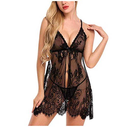 ReizwäSche Dessous Sexy,Erotische Dessous-Set Damen Damen-Netz-Bodystocking-Bodysuit Babydoll-Wäsche-Mesh-Hemd-Nachtwäsche-hohe Spitze-Wäsche Dessous Mantel Body Damen Damen transparente Pyjamas von callmo