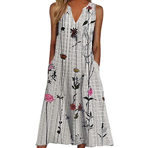 Strandkleider Damen Sommer, Festlich mit Blumen Maxi Leicht Luftig Strandkleid Maxikleid Curvy A Linie Elegant Lang Sommerkleid Blusenkleid Sexy Kurzarm Große Größen Schick Freizeitkleid Boho Kleid von callmo