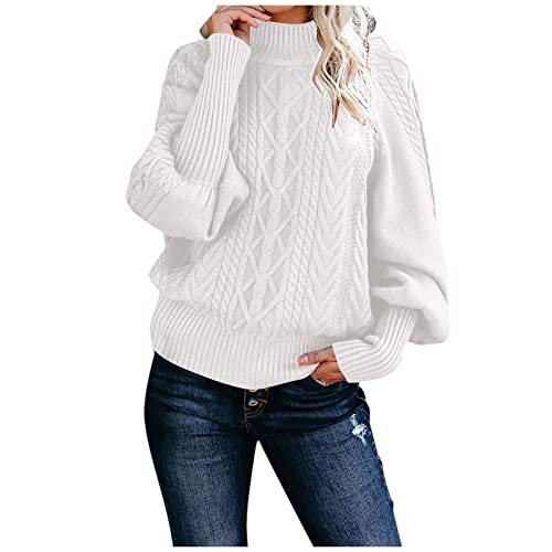 Strickpullover Damen Oversize Rollkragenpullover Damen Grobstrick Pullover Strickpullover Herbst Winter Langarm Rollkragen Streifen Sweatshirt Pulli Warm Casual Strick Sweater Oberteile für Frauen von callmo