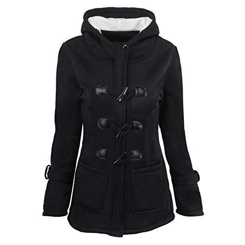 Wintermantel Damen Warm Frauen Knöpfe In Soliden Horn Cardigan Gepolsterte Kapuzen-Jacke Weste Mantel Damen Plüsch Jacken Für Damen Hornknöpfe Winter Lässige Winterjacken Für Damen von callmo