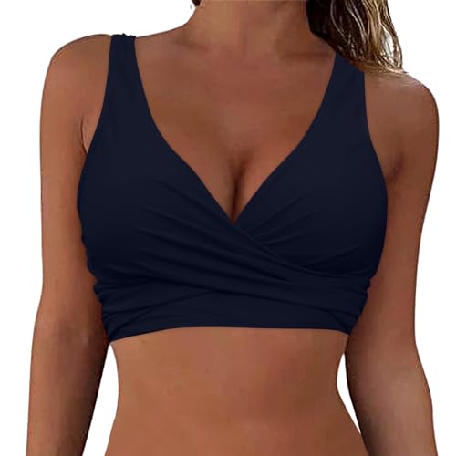 callmo Bikini BH Dame Bademoden Bikinioberteil Große Brüste Damen Push up Bikini Top Gepolstert Swimsuit Bra Sport Trocknend Padded Bikini Oberteil Rückenfrei Bikinioberteil mit Polster ohne Bügel von callmo