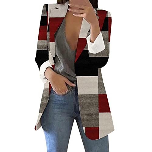 callmo Damen Blazer Kurz Blazer Damen Blazer 3/4 Ärmel Lang Elegant Blazerjacke Einfarbig Slim Ruffled Blazer Geschäft Büro Blazer Sportlich Jack Outwear Revers Anzüge mit Taschen von callmo