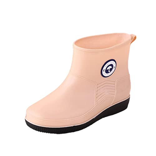 callmo Gummistiefel Damen GefüTtert Stiefel Damen Gummistiefel Kurze Boots Ankle Wellies Wasserdicht Regenstiefel Reitstiefel Stiefeletten Mode Gartenschuhe Schnee Schlupfstiefel von callmo