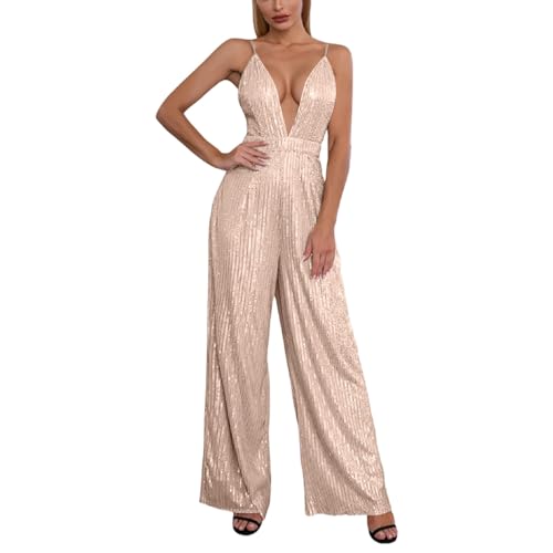 callmo Jumpsuit Damen Elegant Festlich Jumpsuit Damen, Damen Glitzernde Pailletten Sexy Tiefer V-Ausschnitt Bodycon Overall Elegant Partykleid Ärmellos Hosenanzug Neckholder Hosenanzug Party callmo Jumpsuit Damen Elegant Festlich Jumpsuit Damen, Damen Glitzernde Pailletten Sexy Tiefer V-Ausschnitt Bodycon Overall Elegant Partykleid Ärmellos Hosenanzug Neckholder Hosenanzug Party von callmo