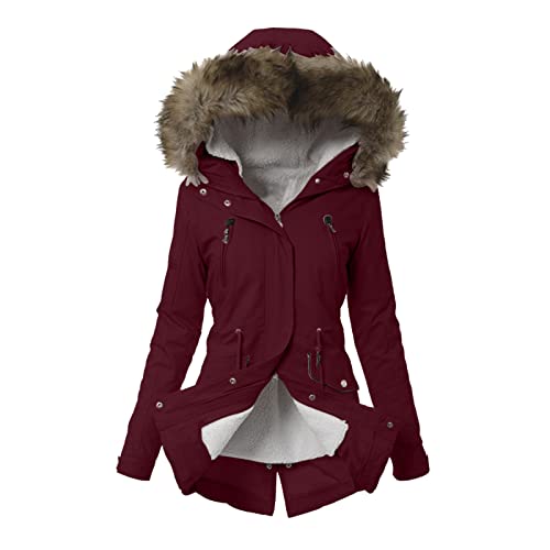 callmo Outdoorjacke Damen Wasserdicht Steppmantel Damen Lang Wachsjacke Damen Übergangsjacke Damen Softshell Winter Frühjahr Wollmantel Gepolsterter Damen Leicht Daunenjacken mit Kapuzen von callmo