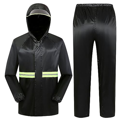 callmo Regenanzug Fahrrad Damen Herren Regenanzug Atmungsaktive Schneeanzug Regenjacke und Hose mit Reflexstreifen Regenbekleidung für Radfahren von callmo