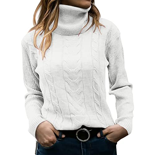 callmo Rollkragenpullover Damen Basic Elastisch Pullover Slim Fit Langarm Strickpullover Elastisch Weich Gerippt Strickpulli Casual Sweater Langarmshirt Warm Pulli Sweater Herbst Winter von callmo