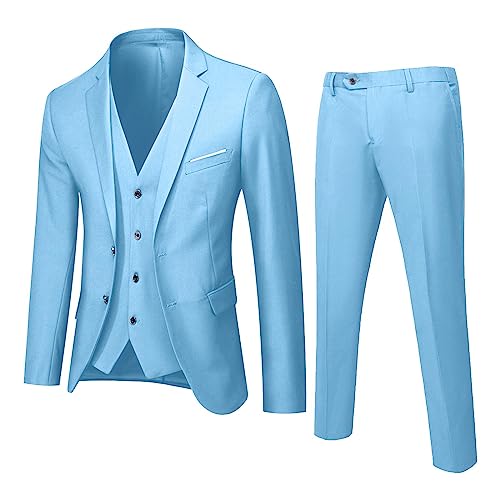 callmo Sakkos für Herren Anzug Herren Slim Fit 3 Teilig Anzüge Modern Herrenanzug 3-Teilig Weste Herren Festlich Herren Sakko Hose Weste Hochzeitsanzug für Business Hochzeit von callmo