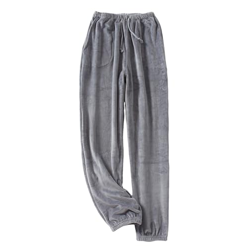 callmo Schlaf Hose Damen, Frottee Lang Warm Schlafhose Schlafanzughose Winter Kordelzug Karierte Pyjamahose Kuschelhose Freizeithose Baumwolle Weich Taschen Nachtwäsche Hose Pyjama Pants von callmo