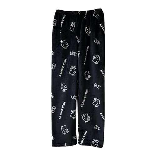 callmo Schlafanzug Damen Hosen, Lang Flanell Pyjama Hose Damen Schlafhose Weich Kawaii Pyjamas Anime Bequeme Herbst und Winter Schlafanzughose #2 von callmo