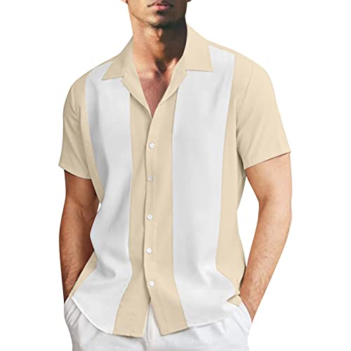 callmo Tshirt Herren Set, Kurzärmliche Top Männer Business Leinen Henley Slim Fit Oberteil Knopfleiste Solid Summer Elegant Oberhemd Männer von callmo