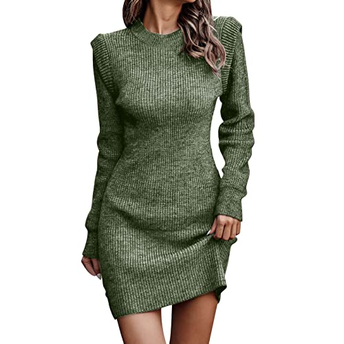 callmo Weihnachtskleid Damen, Kleid Herbst Damen Langarm Rollkragen Pulloverkleid Longpullover Knitted Dress Strick Winter Winterkleid Strickkleid Sweater Kleid Knielange Midi Wollkleid Herbst von callmo