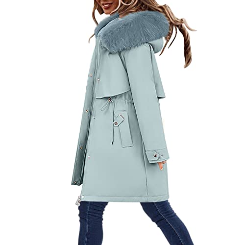 callmo Winterjacke Damen Warm Gefüttert Winter Lang Parka Jacke Mantel Mittellang Wintermantel mit Kapuze Dicke Fleecejacke Übergangsjacke Steppjacke Lange Große Größen Outdoorjacke Damenjacke von callmo