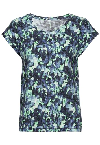 camel active Damen Allover-Print Shirt mit zertifiziertem Organic Cotton Blau-Grün Womenswear-XXL von camel active