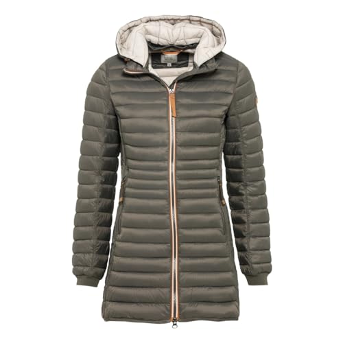 camel active Damen Leichter Wasserabweisende Steppmantel mit Abnehmbarer Kapuze Jacket, Dunkelgrün, 38 von camel active