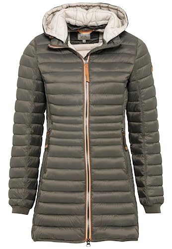 camel active Damen Leichter Wasserabweisende Steppmantel mit Abnehmbarer Kapuze Jacket, Dunkelgrün, 48 von camel active