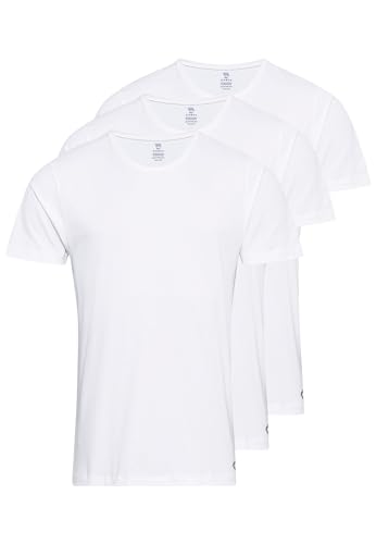 camel active Herren Rundhals Unterziehshirt im 3er Pack - Unterhemd - Stretch - Kurzarm T-Shirt aus einem angenehmen Baumwollmix Wollweiß Menswear-L von camel active