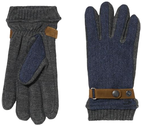 camel active Herren Handschuhe mit Lederriemen in Wolloptik Blau menswear-L von camel active