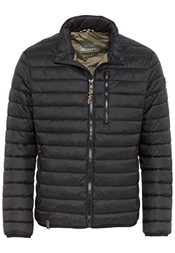 camel active Herren leichte wasserabweisende Übergangsjacke Stepp-Blouson aus recyceltem Material in Schwarz, Grün und Dunkelblau Schwarz menswear-52 von camel active